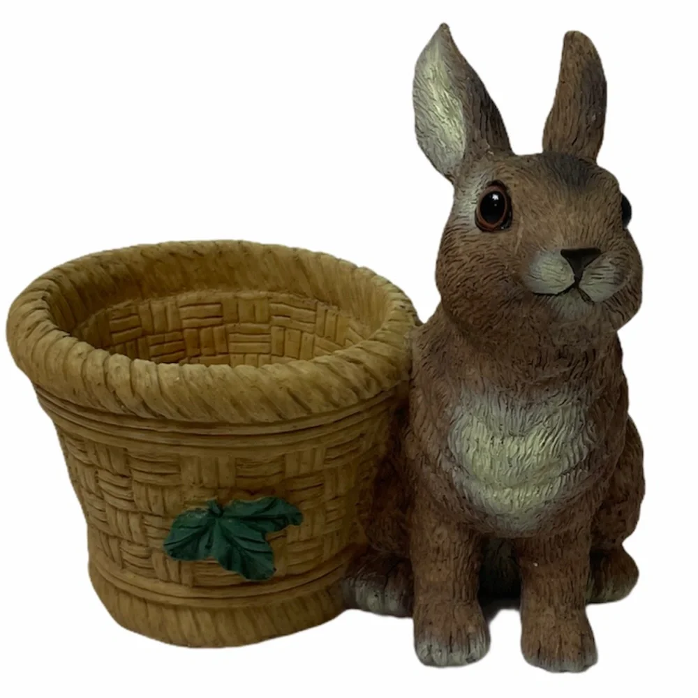 Vintage Rabbit Pot Planter Indoor Outdoor Resin Primitive Rustic Cottage Core